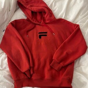 FILA Red Crewneck Hoodie with Black Logo